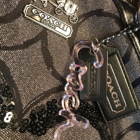 Coach Black Sequin Op Art Satchel - Picture 3 of 5